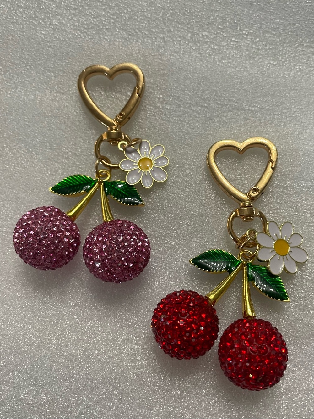 Sparkling Cherry Keychain Charm - Pink & Red 
* PICK ONE *